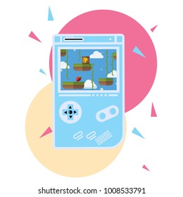 play a retro games on game consoles, vector illustrations