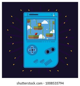 play a retro games on game consoles, vector illustrations