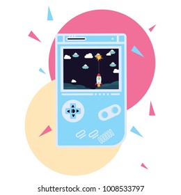 play a retro games on game consoles, vector illustrations
