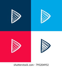Play right triangle arrow sketch four color material and minimal icon logo set in red and blue