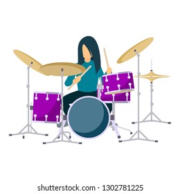 Play rock drums icon. Flat illustration of play rock drums vector icon for web design