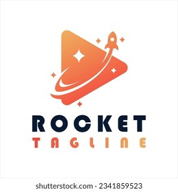 Play Rocket Launch logo design concept