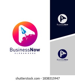 Play Rocket logo design vector template, Illustration Rocket design Concept, Icon symbol
