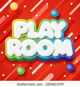 Play room logo icon vector. 3d colorful letters for playroom decoration. kids zone banner in cartoon style. vector illustration