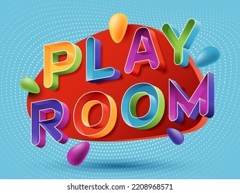 Play room logo icon vector. 3d colorful letters for kids zone decoration. kids zone banner in cartoon style. vector illustration