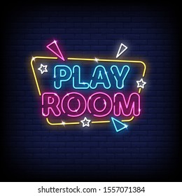 Play Room Neon Signs Style Text Vector