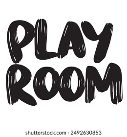 Play room text lettering. Hand drawn vector art.