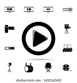 play in roud icon. Universal set of cinema and teatr for website design and development, app development