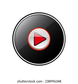 play round black glossy button for the site, vector, EPS 10