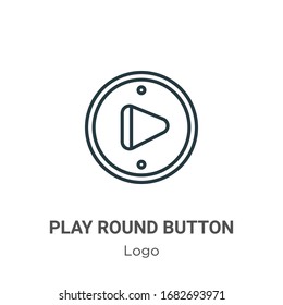 Icono de vector de contorno de botón redondo. Icono de botón de juego negro delgado, ilustración de elemento simple vector plano del concepto de logotipo editable trazo aislado en fondo blanco