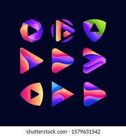 play set gradient color logo design
