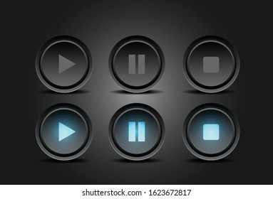 play set interface button vector design