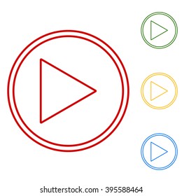 Play. Set of line icons
