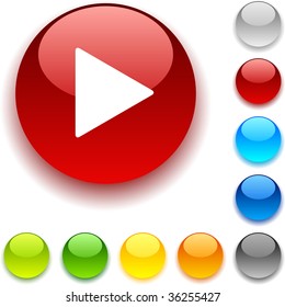  Play Shiny Button. Vector Illustration.