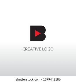 play sign and b letter for simple logo design. a modern vector design