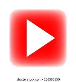 Play sign button on white background.