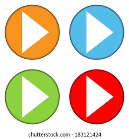Play sign buttons set on white background