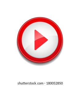 Play Sign Circular Red Vector Web Button Icon