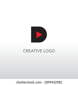 play sign and d letter for simple logo design. a modern vector design
