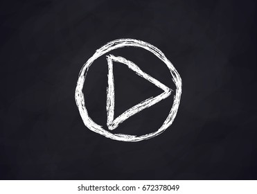 PLAY sign drawn with chalk on the chalk Board