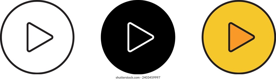 Play sign icon lined, isolated and colored style. Vector illustration
