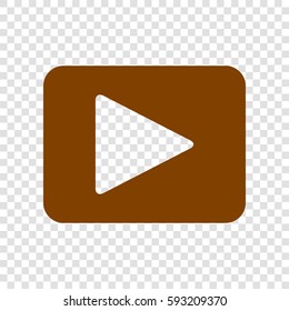 Play sign illustration. Vector. Brown icon on transparent background.