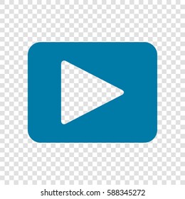 Play sign illustration. Vector. Cerulean icon on transparent background.