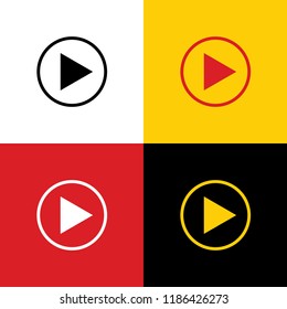 Play sign illustration. Vector. Icons of german flag on corresponding colors as background.