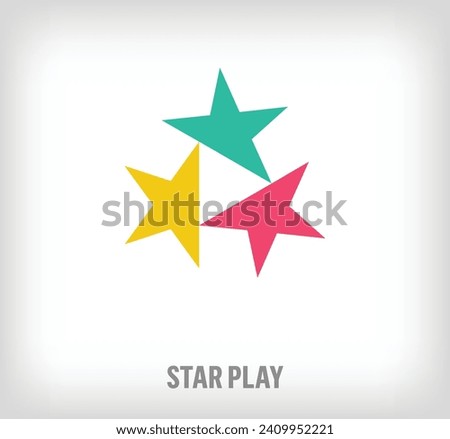 Play sign logo from creative rotating stars. Unique color transitions. Geometric star logo template. vector