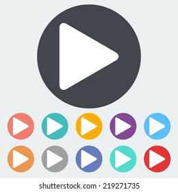 Play. Single flat icon on the circle. Vector illustration.