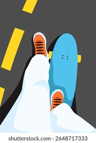 Play skateboarding in the road illustration