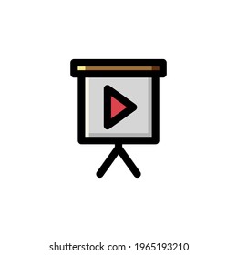 Play Slide Presentation User Interface Outline Icon Logo Vector Illustration
