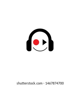 Play smile logotype, icon, vector illustration