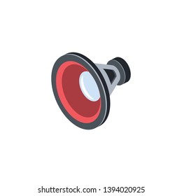 Play Sound audio music. Vector 3d isometric color icon new flat style. Creative illustration, idea for infographics.