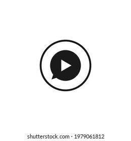 Play Speech Bubble Icon. Vector illustration for graphic design, Web, UI, app.