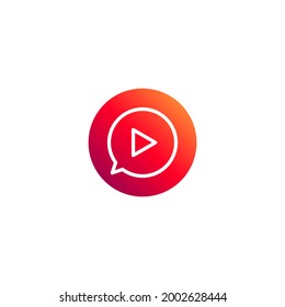 Play Speech Bubble Icon. Vector illustration for graphic design, Web, UI, app.