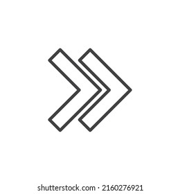 Play speed button line icon. linear style sign for mobile concept and web design. Double arrow right outline vector icon. Symbol, logo illustration. Vector graphics