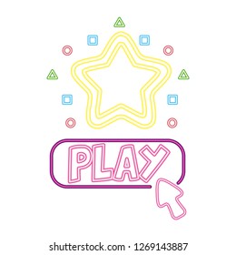 play star button neon video game