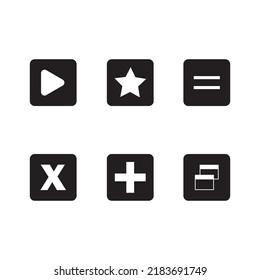 reproducir, marcar, cerrar y maximizar iconos con fondo blanco y caja negra