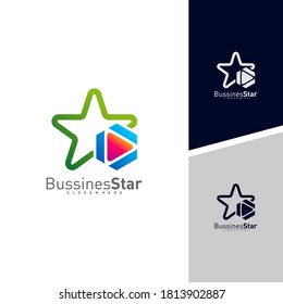 Play Star Logo Template Design Vector, Concept, Creative Symbol, Icon