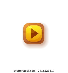 Play or start action 3D icon or button for game and mobile app interface design, realistic vector illustration isolated on white background. Play game ui element.
