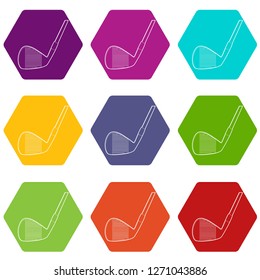 Play stick icons 9 set coloful isolated on white for web