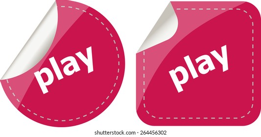 play stickers set on white, icon button isolated on white