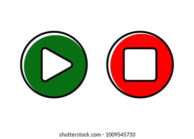 Play and stop button icon vector illustration on white background