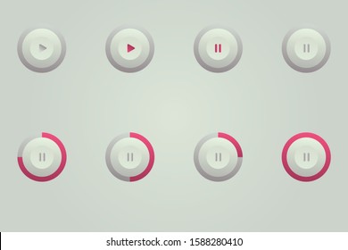 Play Stop Button UI /UX Design illustration
