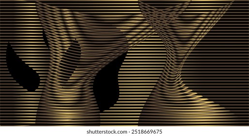 a play of straight and curved lines with gold brown gradations as a background and compositional inspiration in visual communication design and for other purposes
