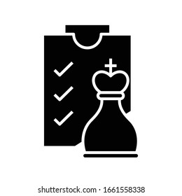 Icono negro de estrategia de reproducción, ilustración conceptual, símbolo plano vectorial, signo de glifo.