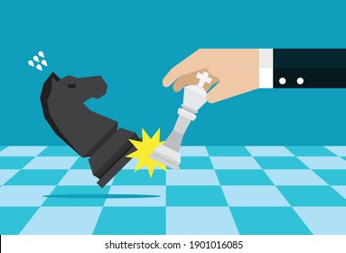 Play superior chess and beat your opponent, Vector illustration in flat style