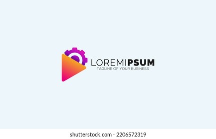 Play Symbol Combined With Gear, Vector Icon or Logo