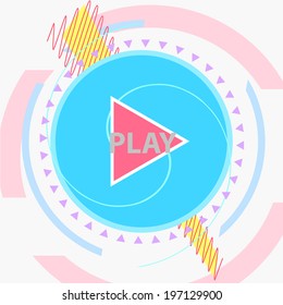 Play symbol flat vector modern design entertainment technology party poster print template